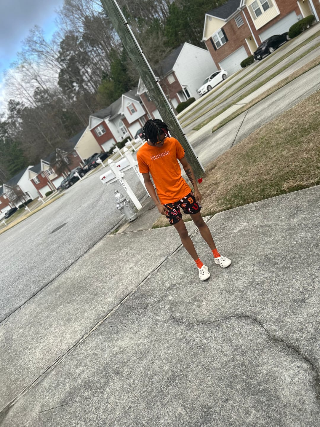 Customer photo review of Humble Tee Orange-White