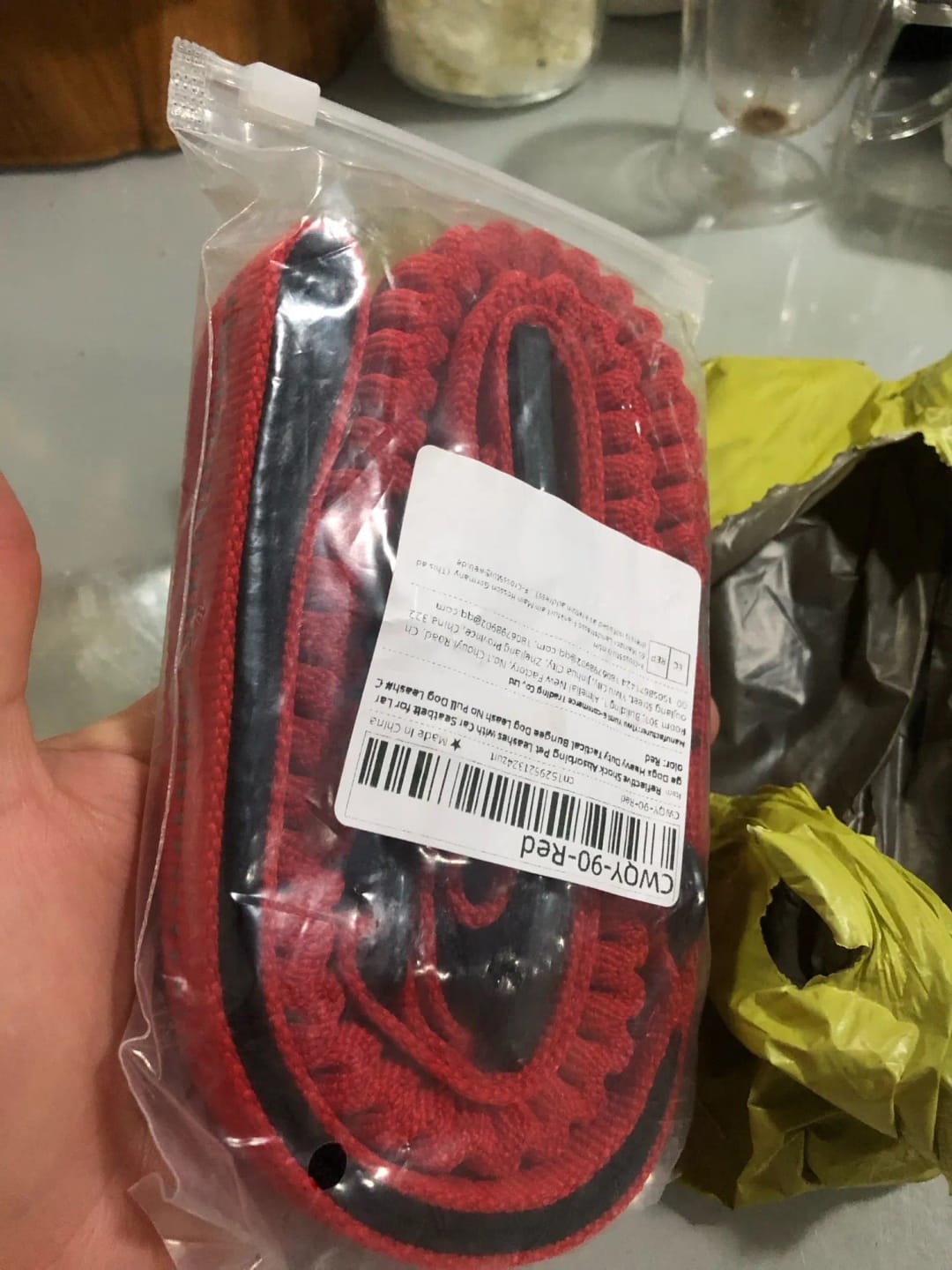 Customer photo review of Heavy-Duty Reflective Bungee Dog Leash with Car Seatbelt Attachment for Large Dogs - Tactical Shock-Absorbing No Pull Design