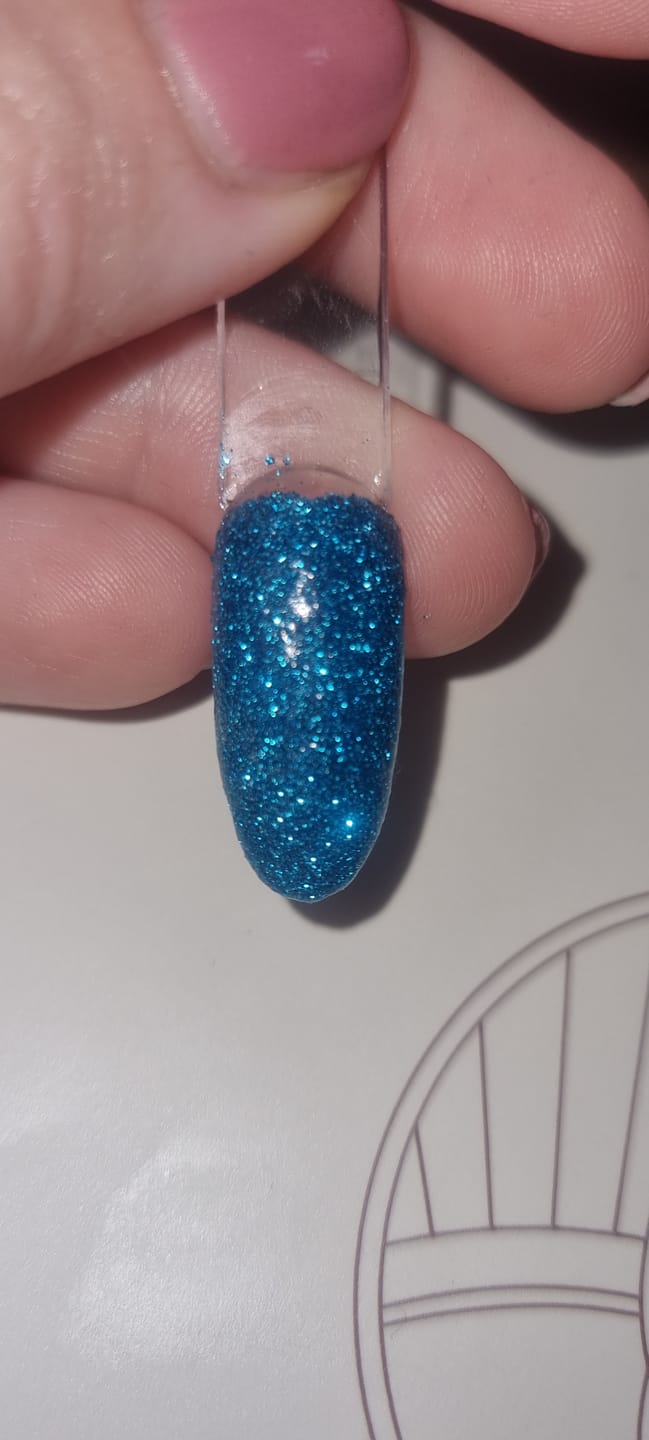 Customer photo review of Haze Blue Dipping Powder