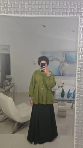 Customer photo review of Sen Lin 森林 Forest Fairy Modernized Ming Dynasty Liling Top & Easy-Wear Mamian Set