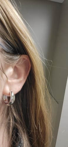 Customer photo review of Dome Medium Hoop Earrings in Sterling Silver 0.75"