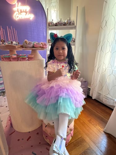 Customer photo review of Baby Girls Colorful  Sequins Princess Dress Toddler Christmas Dress Little Girl Party Dress