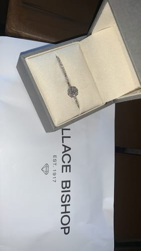 Customer photo review of 0.75ct TW Diamond Halo Engagement Ring in 9ct White Gold