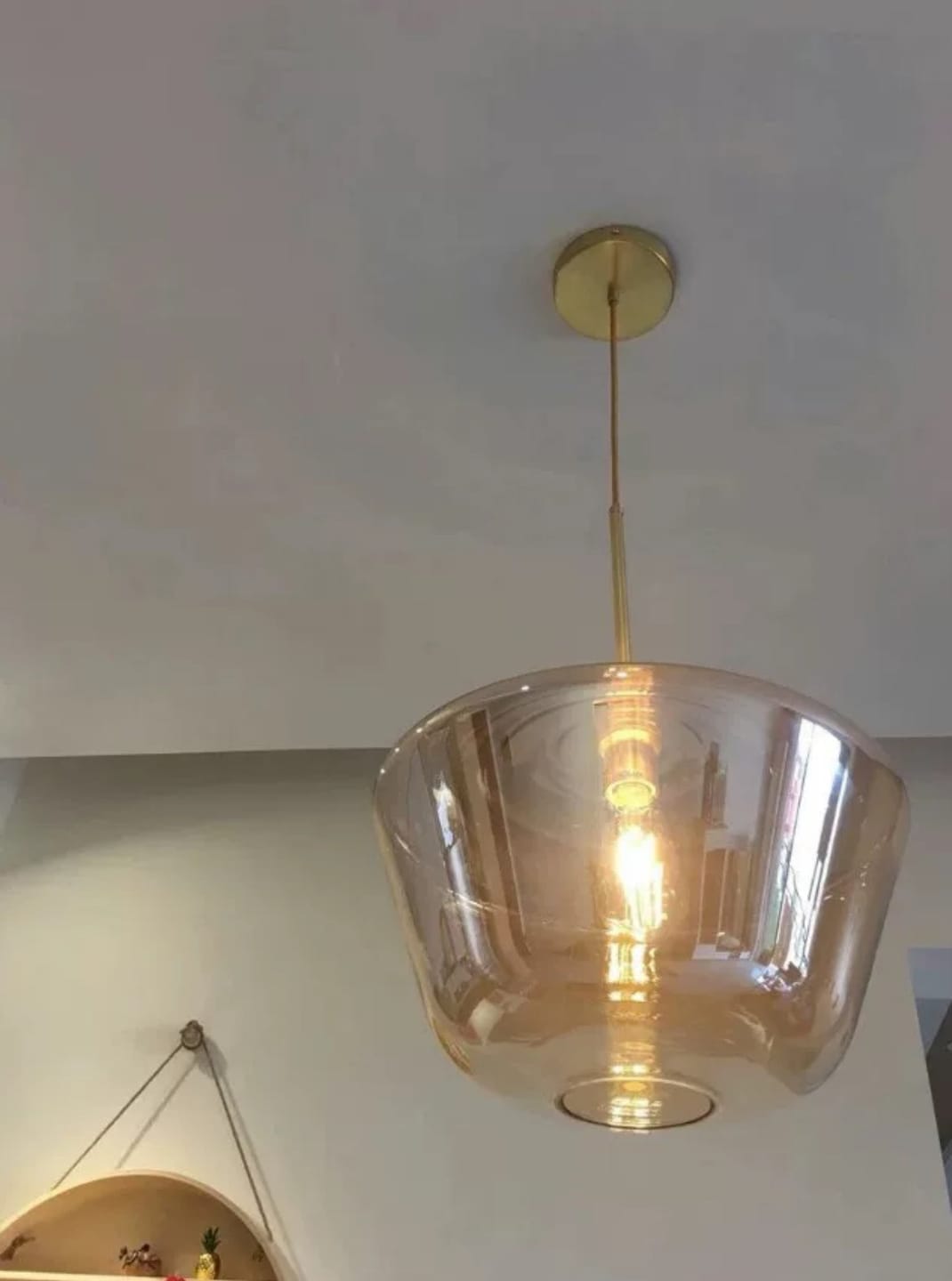 Customer photo review of Modern Minimalist Amber Glass Pendant Light