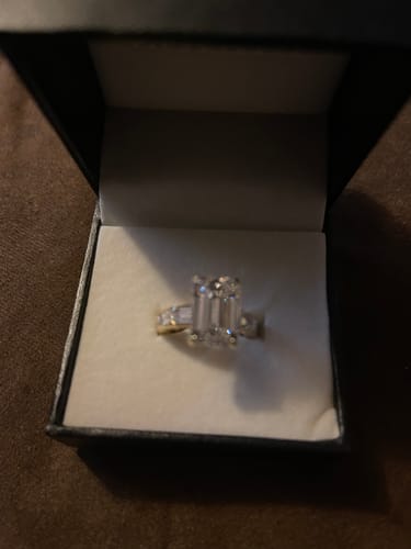 Customer photo review of Louily Luxury Emerald Cut Engagement Ring In Sterling Silver