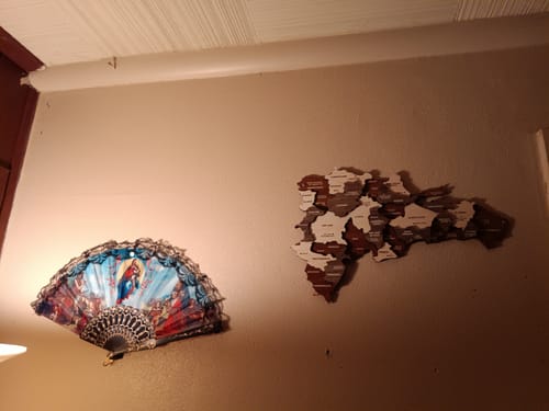 Customer photo review of Dominican Republic Wall Map with City Names - 3D Wooden Multilayared