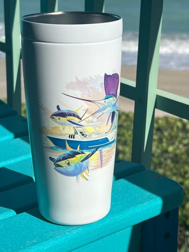 Customer photo review of Guy Harvey Custom 20 oz. Stainless Steel Boat Tumbler
