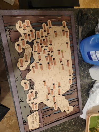 Customer photo review of US 3D Wooden National Parks Travel Map With Trees To Record Park Visits (2 Design)