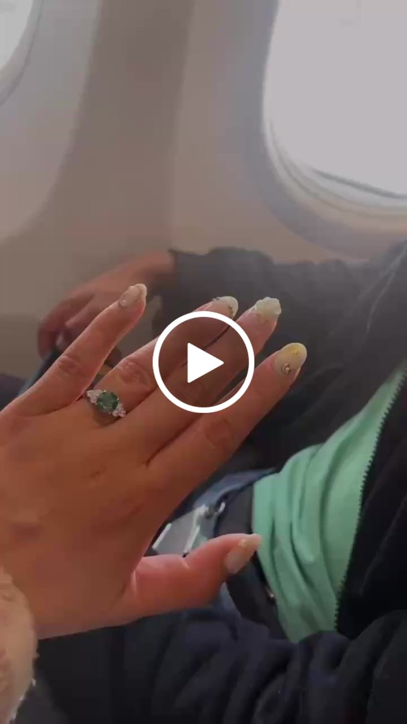 Customer video review of Green Moissanite Side Stone Engagement Ring