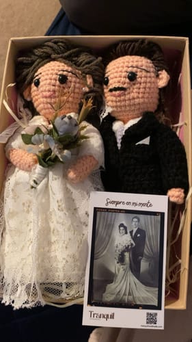 Customer photo review of Tranquil - Personalized Couple Crochet Dolls with Photo Card (Christmas Cut-Off: 10th November))