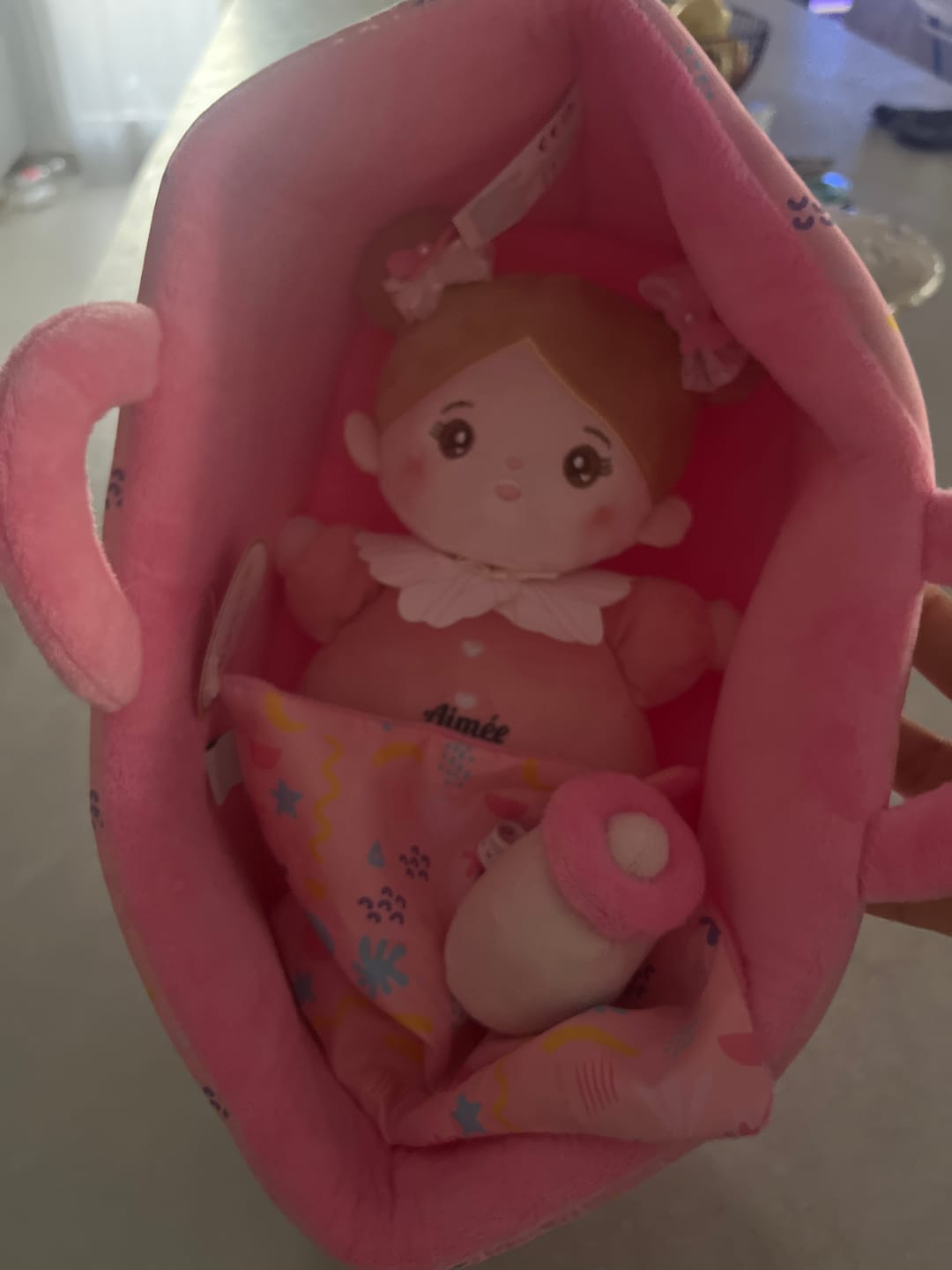 Customer photo review of Mini Rose Personnalisée Poupée en Peluche avec Yeux Ouverts & Ensemble-cadeau