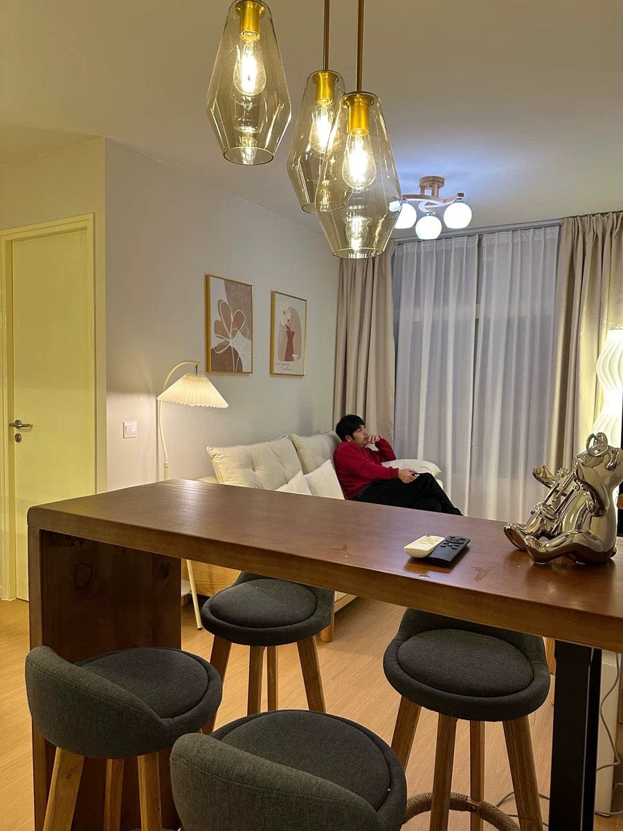 Customer photo review of Modern Minimalist Amber Glass Pendant Light