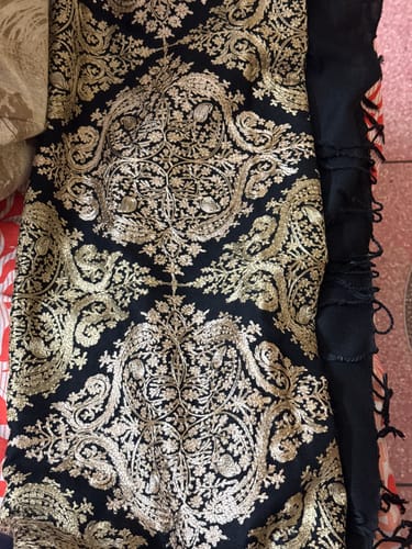Customer photo review of Pashtush Womens Fine Wool, Silky Nalki Embroidery Needlework Stole, Black
