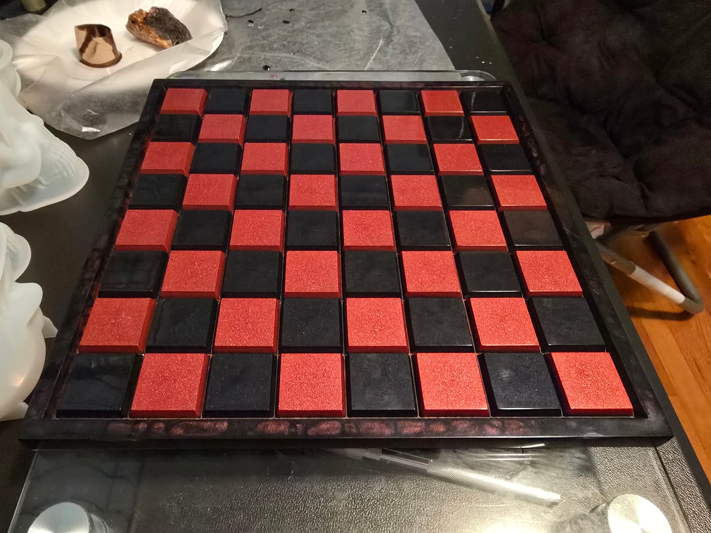 Customer photo review of 12x12x0.75" Small Chess Board Silicone Mold With 1.2" Squares