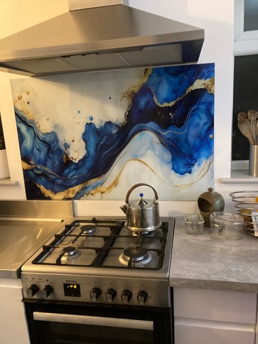 Customer photo review of Blue Waves - Glass Splashback