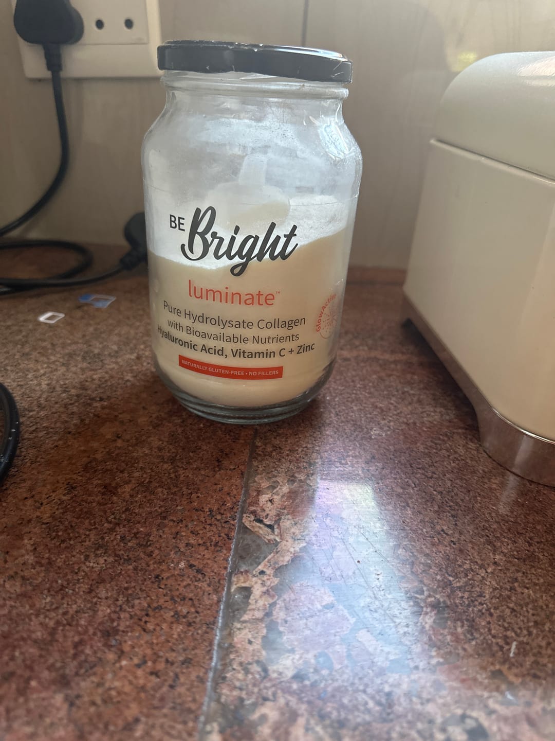Customer photo review of Be Bright Luminate Collagen Powder Jar 500g