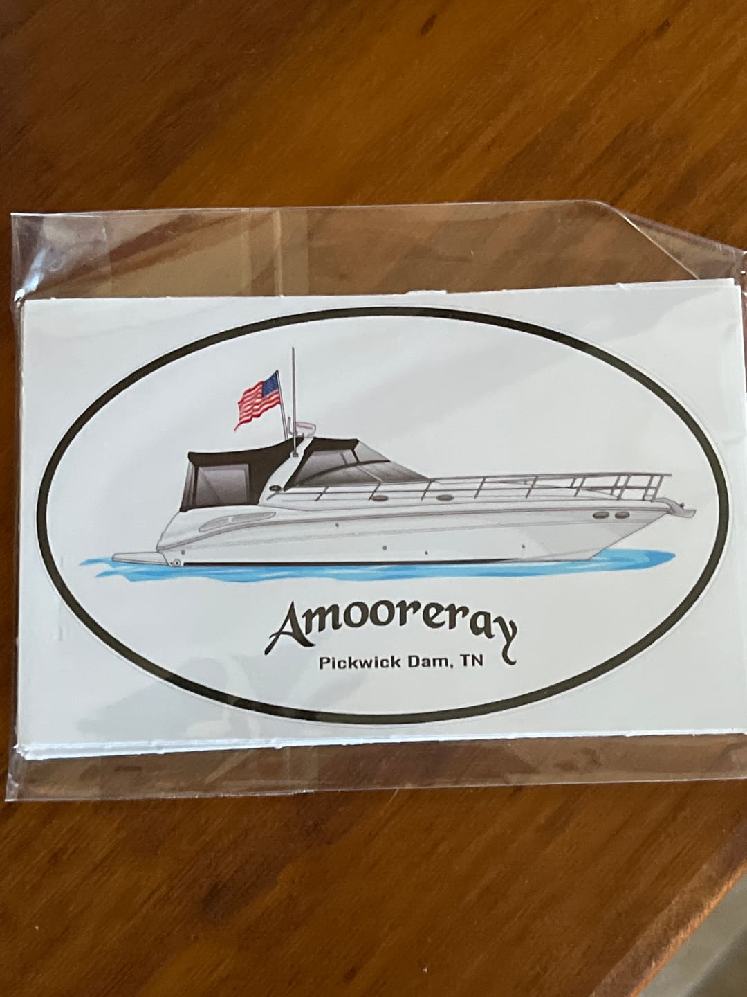 Customer photo review of Custom Oval Boat Stickers