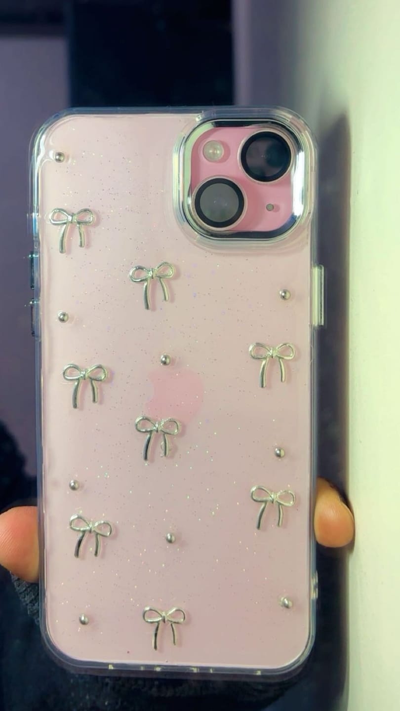 Customer photo review of New 3D Silver Bow Transparent iPhone Case