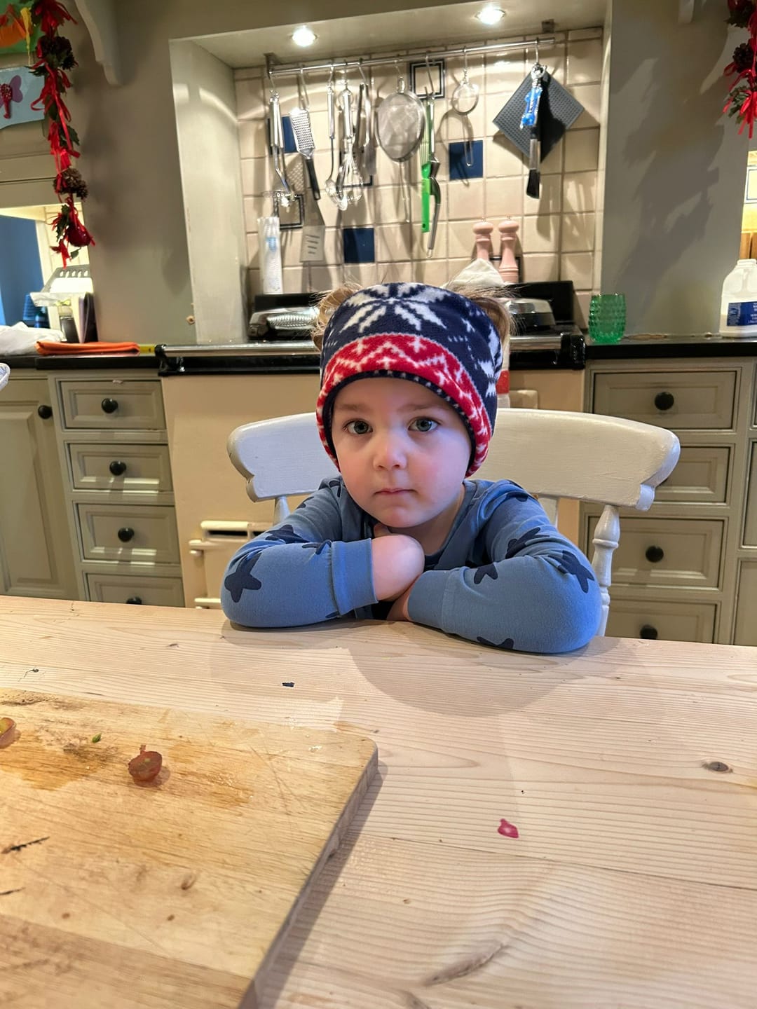 Customer photo review of Navy and Red Reindeer Anti Pill Polar Fleece Fabric