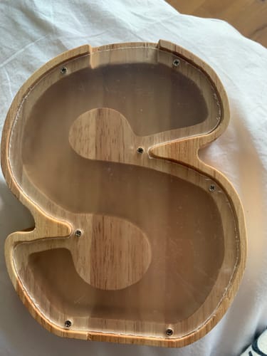 Customer photo review of Money Collection Box With Wooden Letters + Personalized Name