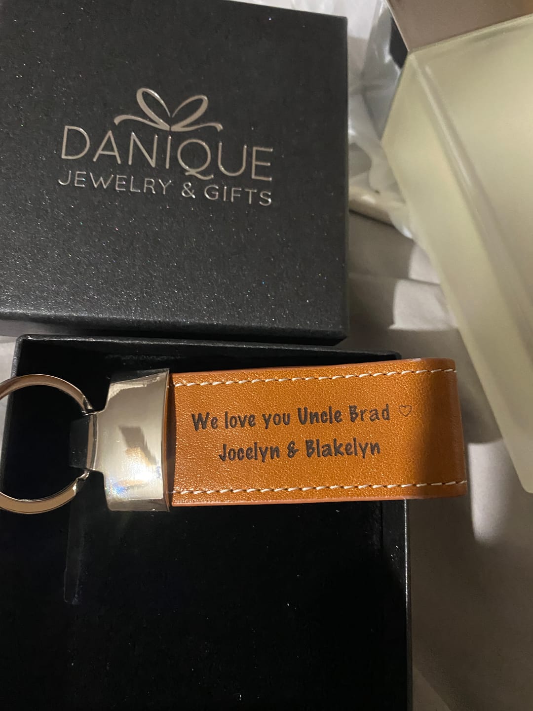 Customer photo review of Personalized Large Leather Keychain Loops