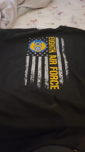 Customer photo review of Double-Sided 8th Air Force American Flag T-Shirt