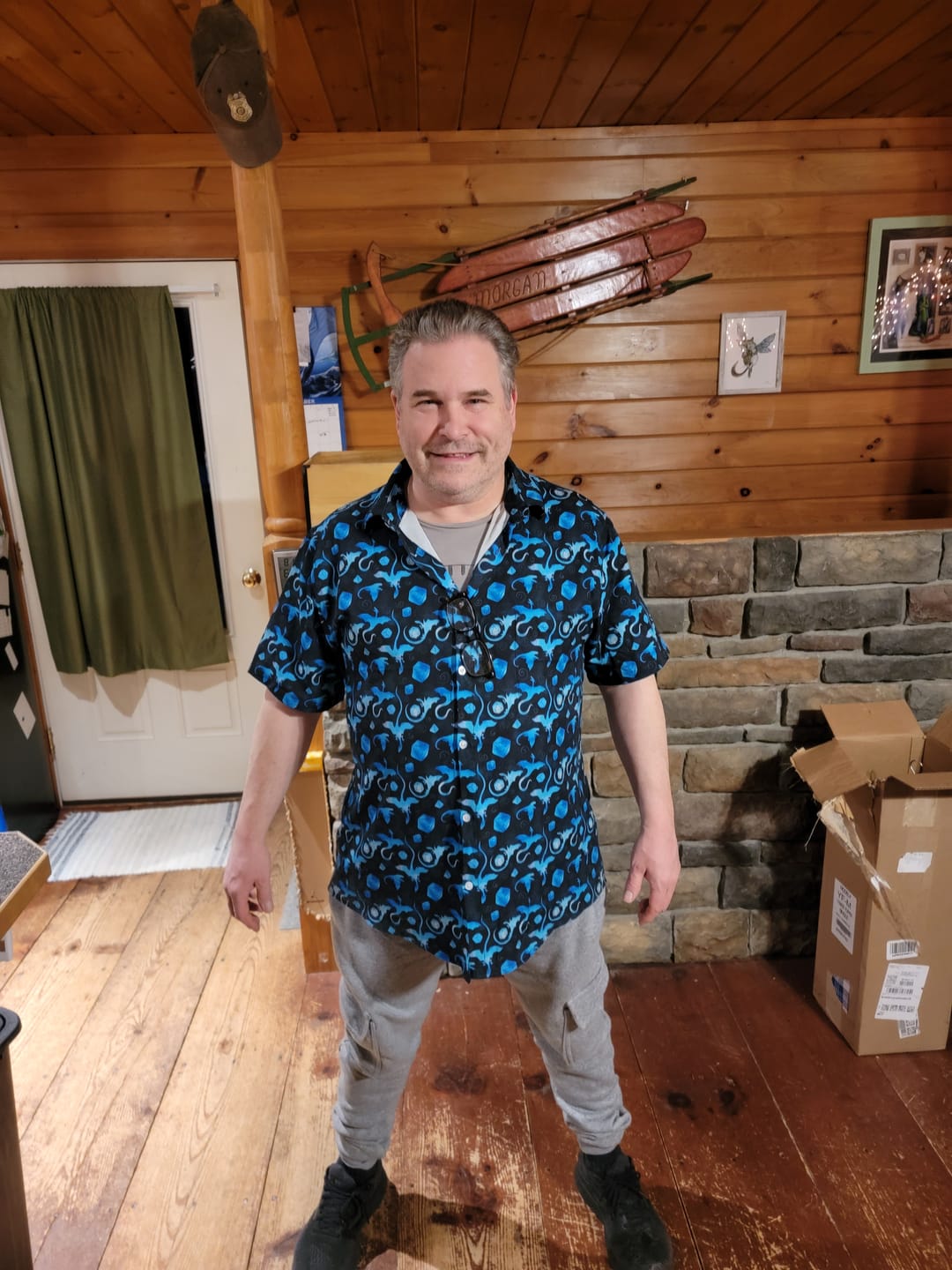 Customer photo review of Dnd Mystic Blue Dragons Button Up Shirt