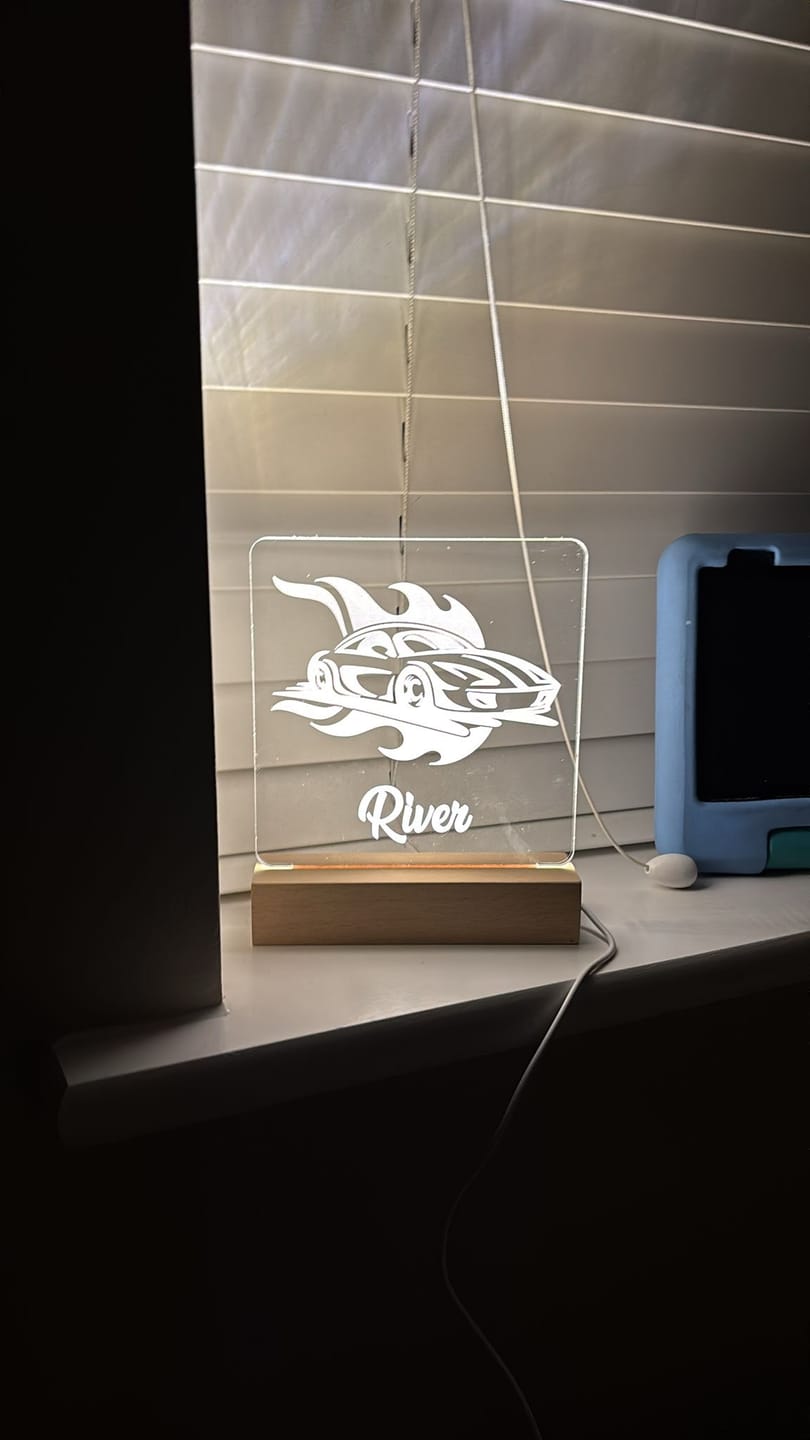 Customer photo review of Race Car - Personalized Night Light