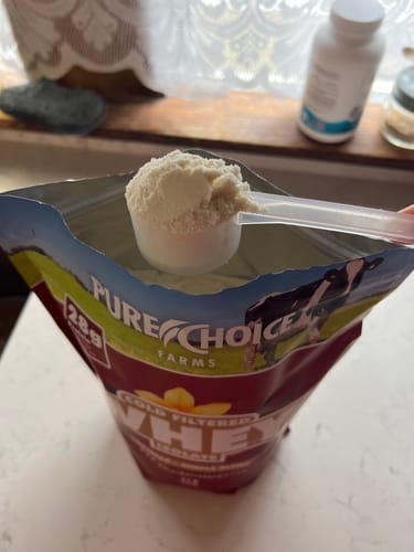 Customer photo review of Whey Protein Isolate with Organic Vanilla