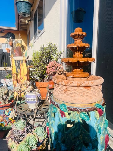 Customer photo review of Cantera Small Water Fountain Fuente Tier Small Outdoor Fountain