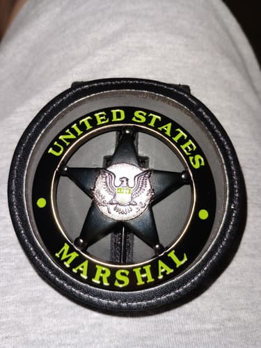 Customer photo review of USMS US Marshals Service DUSM Badge Black Chrome Version Replica Movie Props