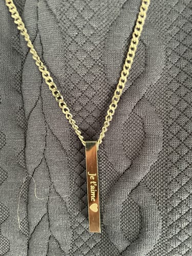 Customer photo review of Collier barre personnalisée en acier inoxydable