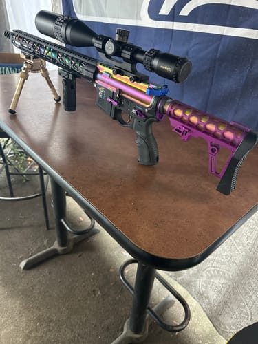 Customer photo review of AR 15 Blue Ambi Charging Handle AR15 Butterfly Raptor
