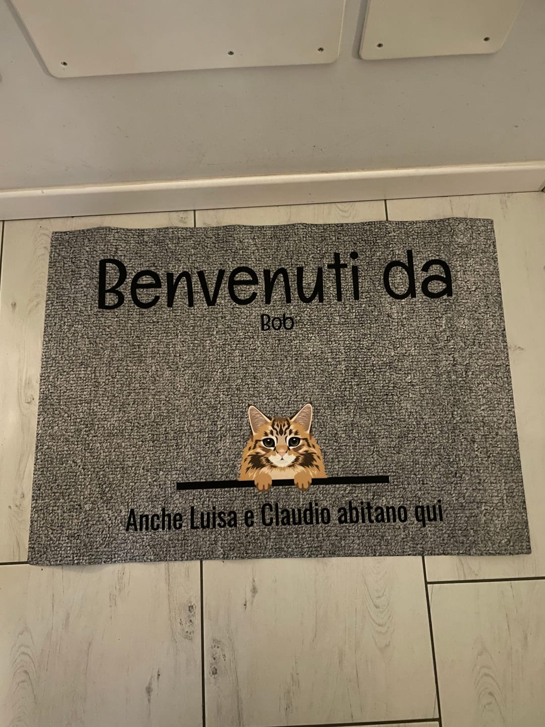 Customer photo review of Tutti i miei amici pelosi - Zerbino personalizzato