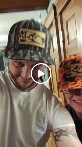 Customer video review of Custom Leather Patch Hats Richardson CAMO Laser Engraved