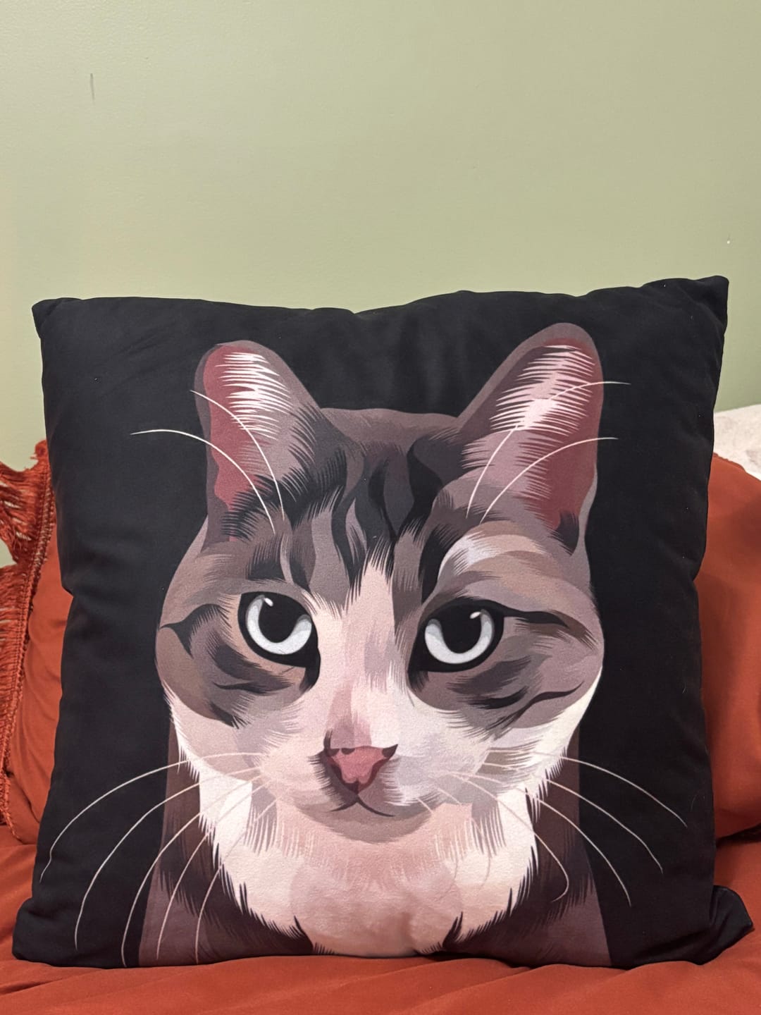 Customer photo review of Custom Pet Portrait Pillow - Faux Suede - NEW!