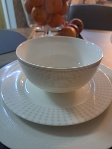 Customer photo review of Aynsley Spots & Dots 12 Piece Set Warm Grey