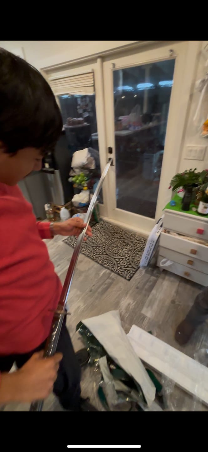 Customer photo review of The Jukyomachi Handmade Katana Clay Tempered T10 Steel
