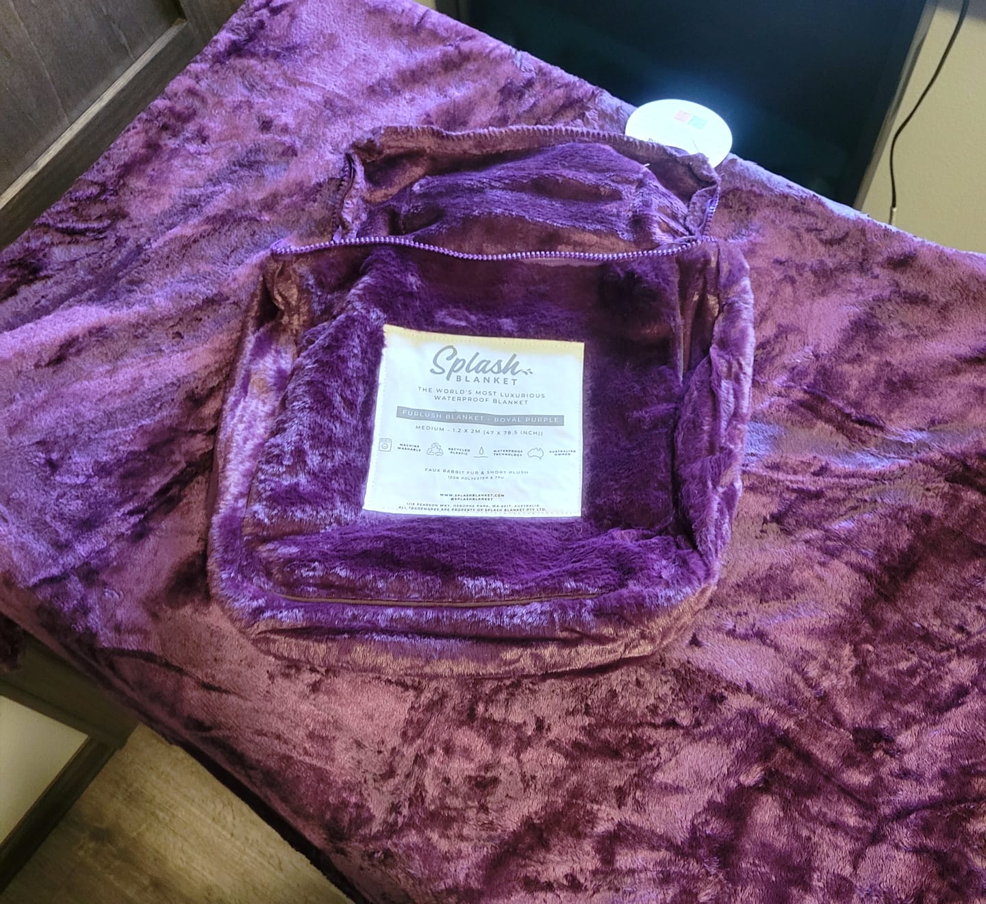 Customer photo review of Furlush Waterproof Splash Blanket™ - Royal Purple