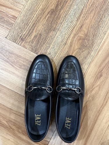 Customer photo review of Belgian Loafer Horsebit Buckle - Solid Black & Croco (Silver Buckle)