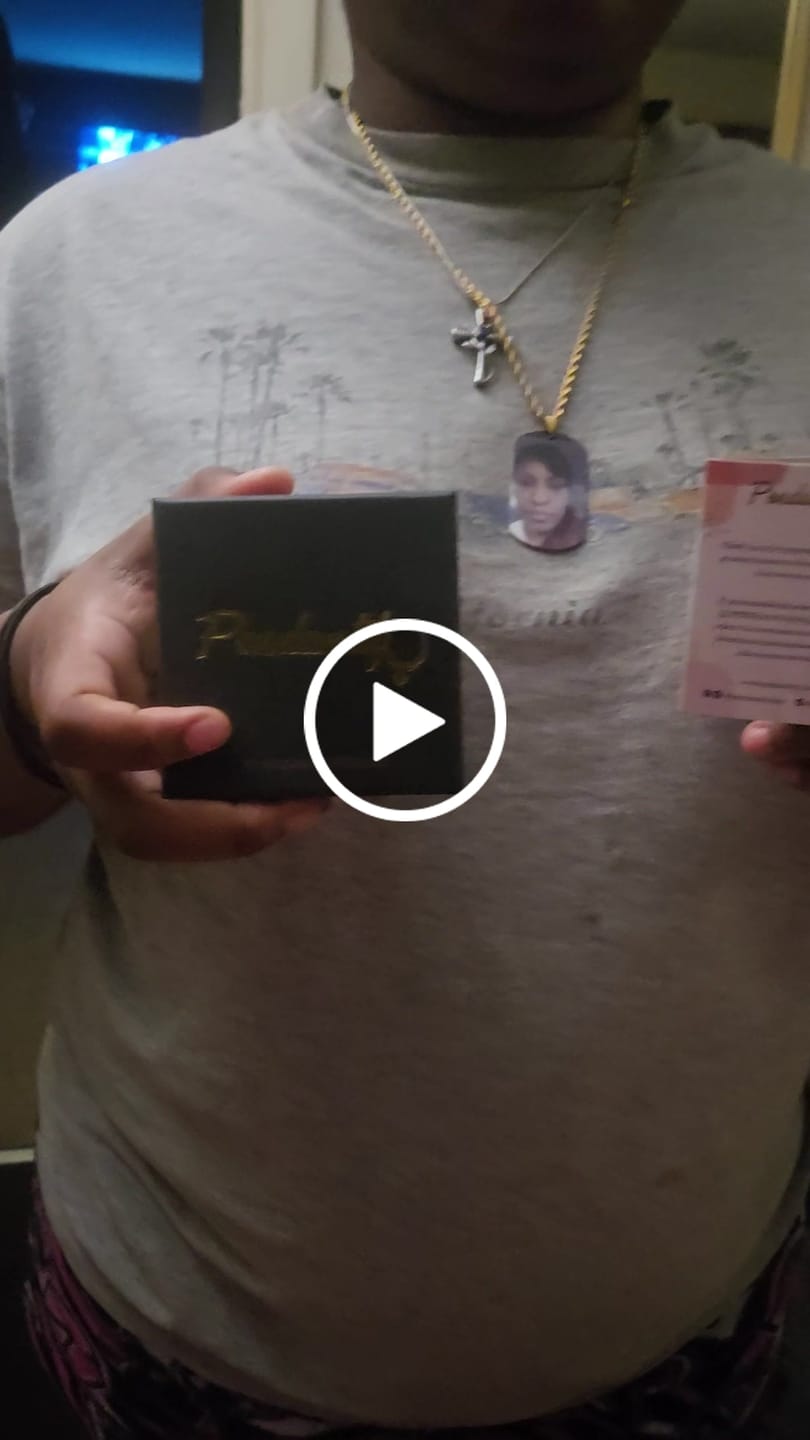 Customer video review of Custom Military Style Colorful Photo Necklace