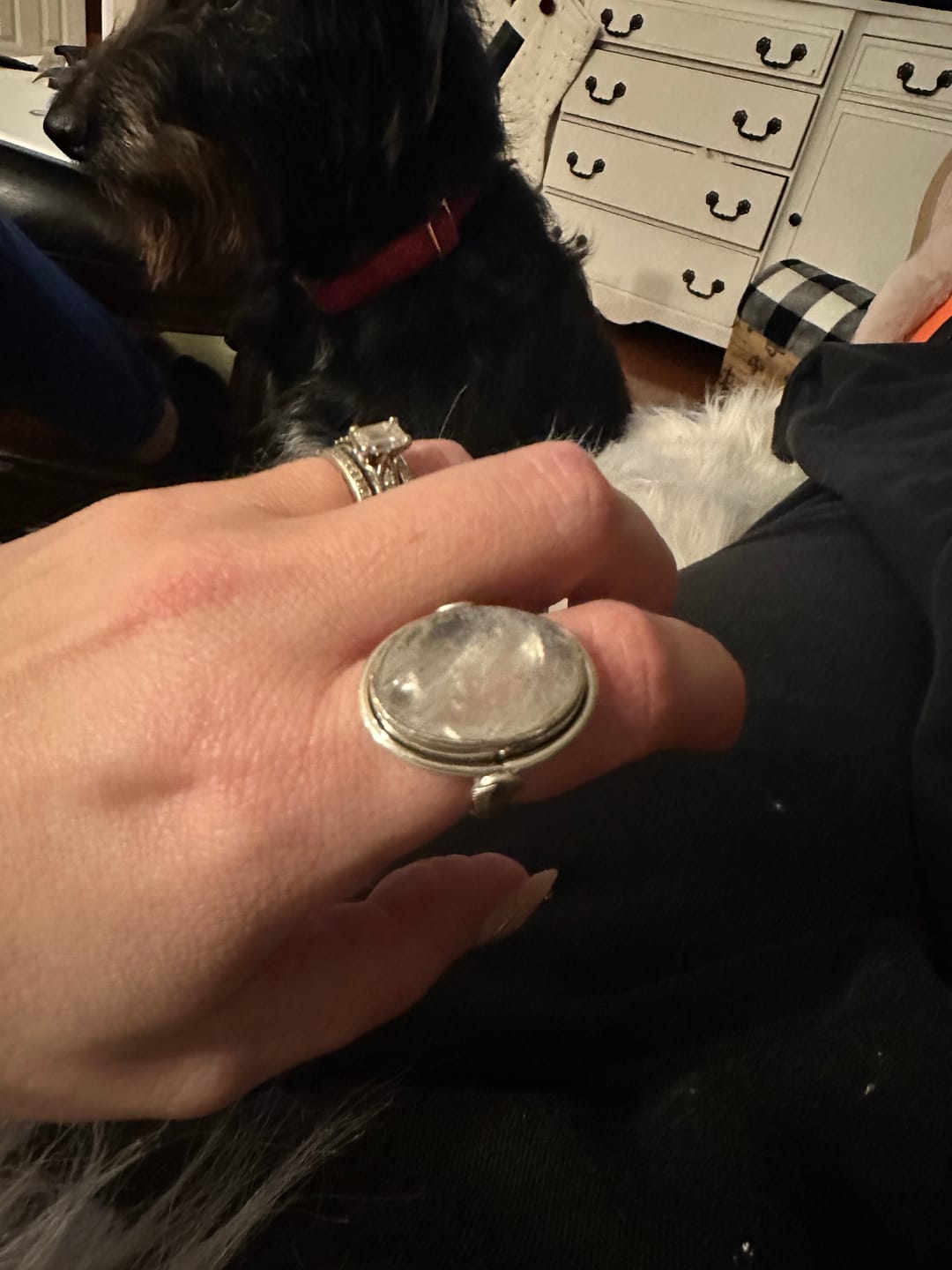 Customer photo review of Sterling Silver Rainbow Moonstone Ring