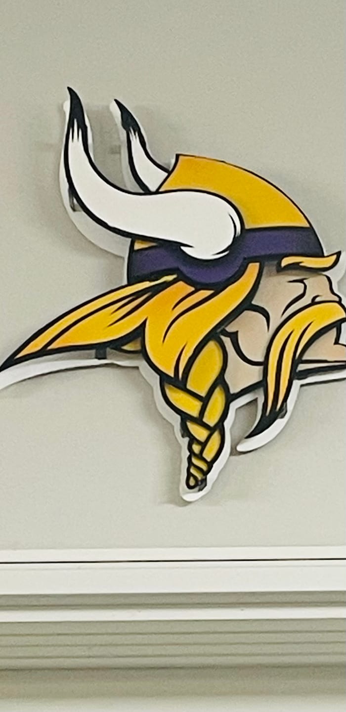 Customer photo review of Minnesota Vikings "Norseman" 3D Vintage Metal Wall Art