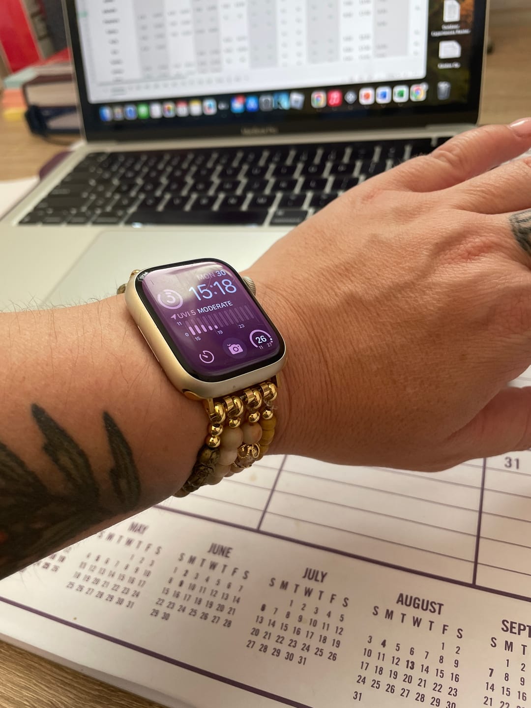 Customer photo review of Golden Tree of Life Jasper Stretch Watch Strap