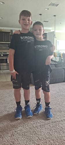 Customer photo review of Joshua 1:9 'Lion' Youth Performance Shorts
