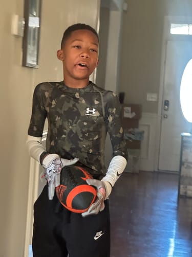 Customer photo review of Tom and Jerry Football Gloves - VPS1 by Phenom Elite
