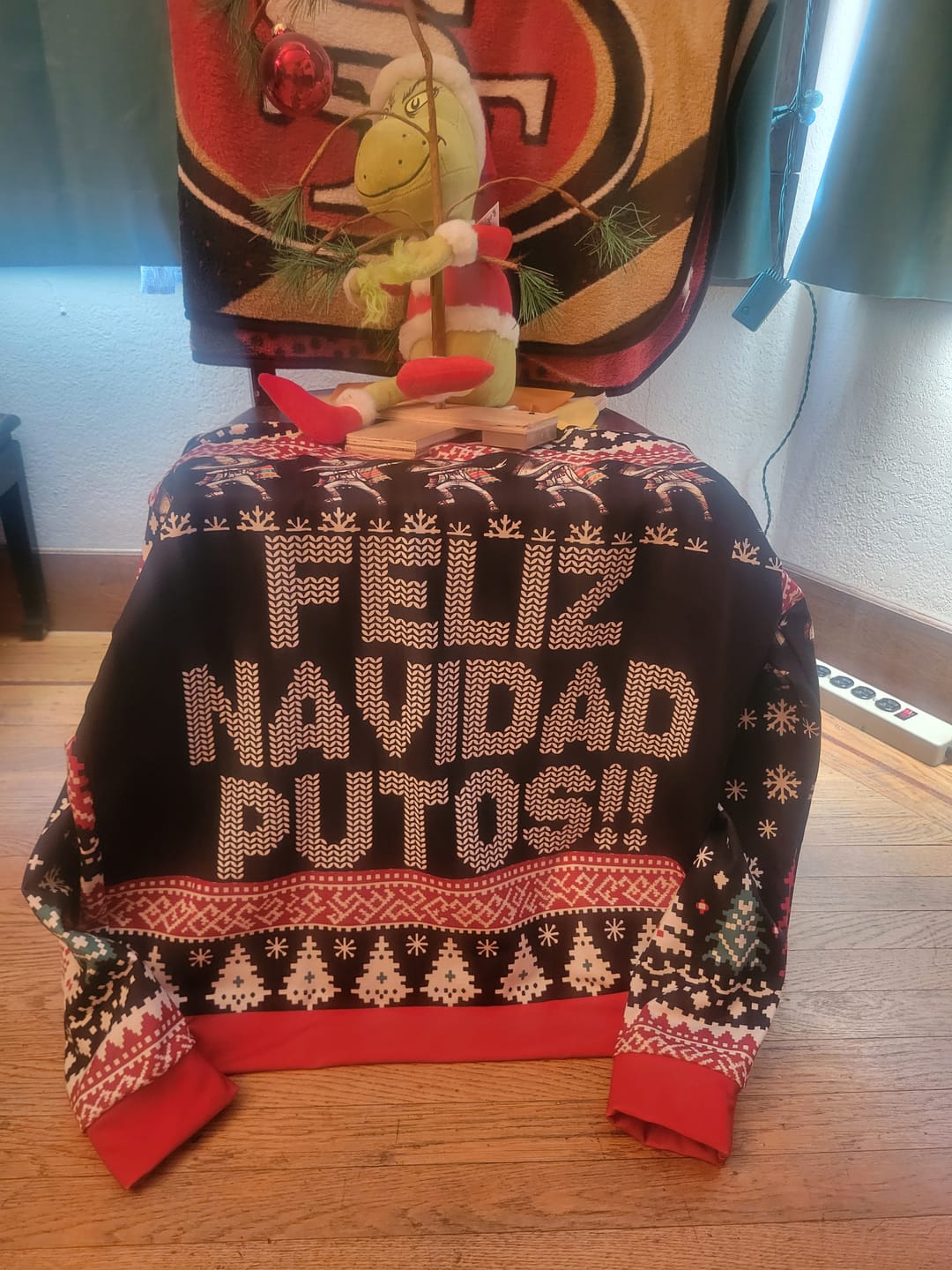 Customer photo review of Feliz Navidad Putos Ugly Navidad Sweatshirt for Latinos