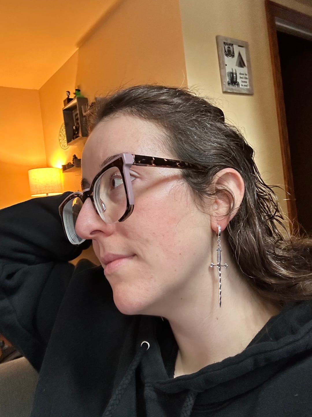 Customer photo review of Wavy Sword Earrings