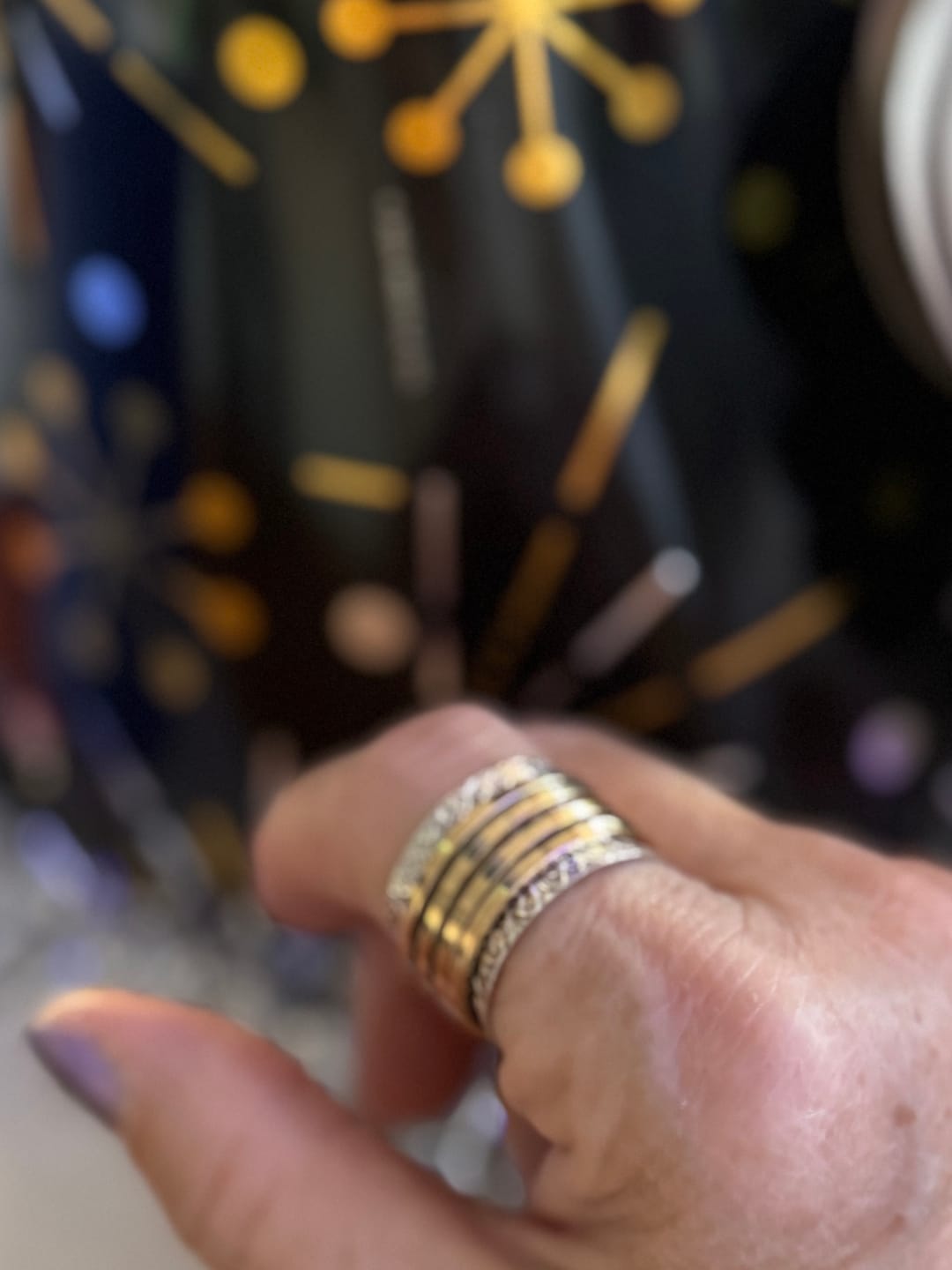Customer photo review of Textured Silver & Gold Brass Spinner Ring