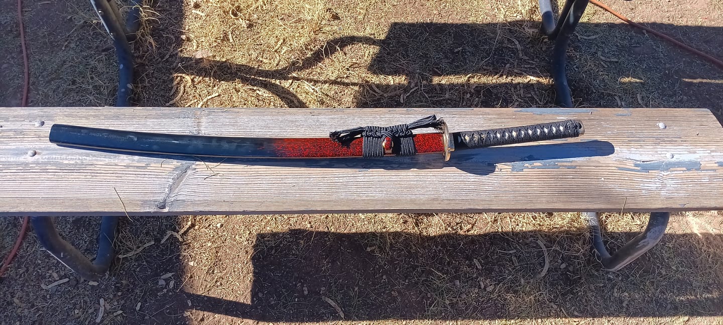 Customer photo review of The Surudoi Handmade Katana Extra Sharp Spring Steel Unokubi-Zukuri